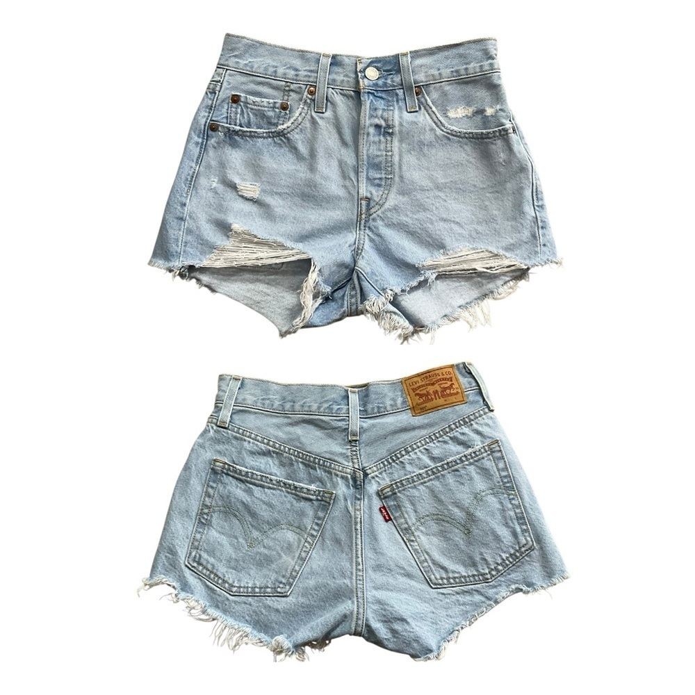 Levi’s 501 Button Fly Distressed Denim Shorts W24 High Rise Cutoff